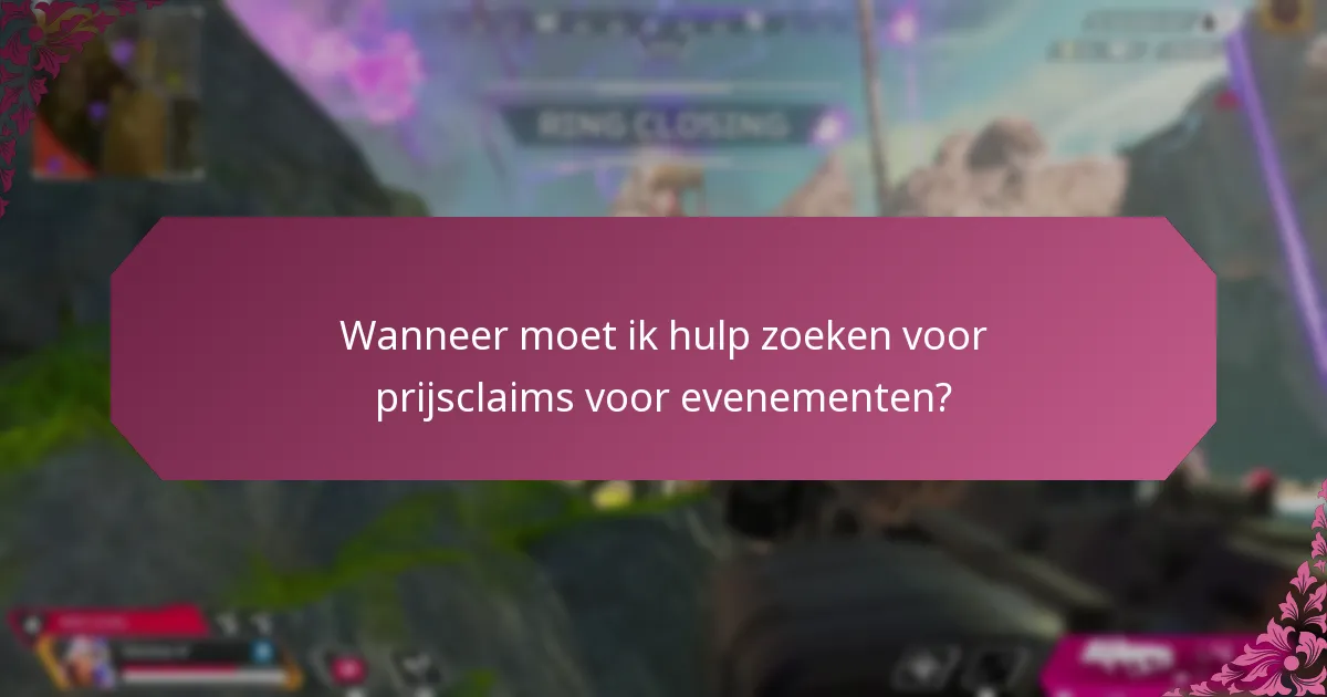Welke ondersteuningsopties zijn beschikbaar voor prijsclaims voor evenementen?